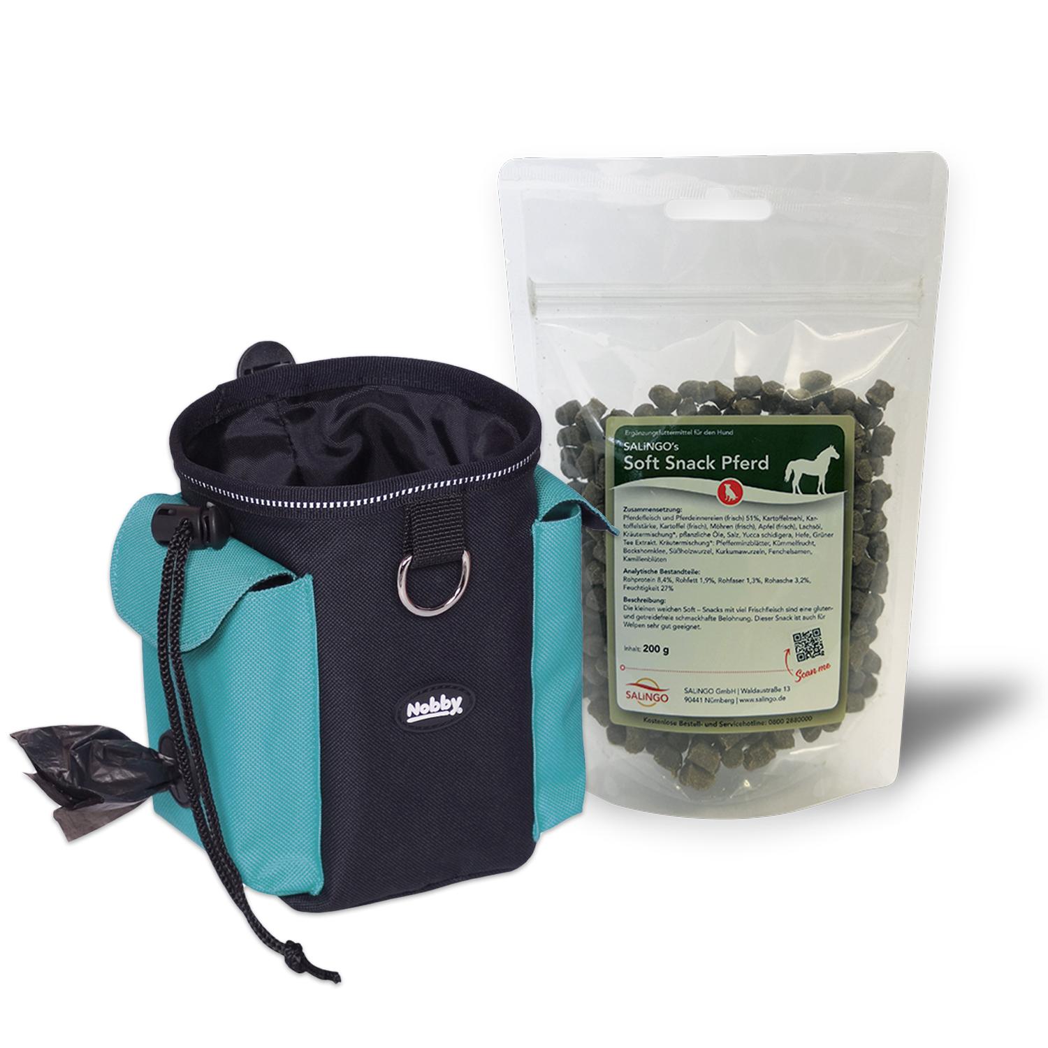 Sac de friandises 2 en 1 et 200 g de friandises tendres au cheval